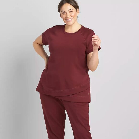 LIVI Burgundy Short Sleeve French Terry Sweatshirt | Size 26/28 | NWT - Picture 3 of 10